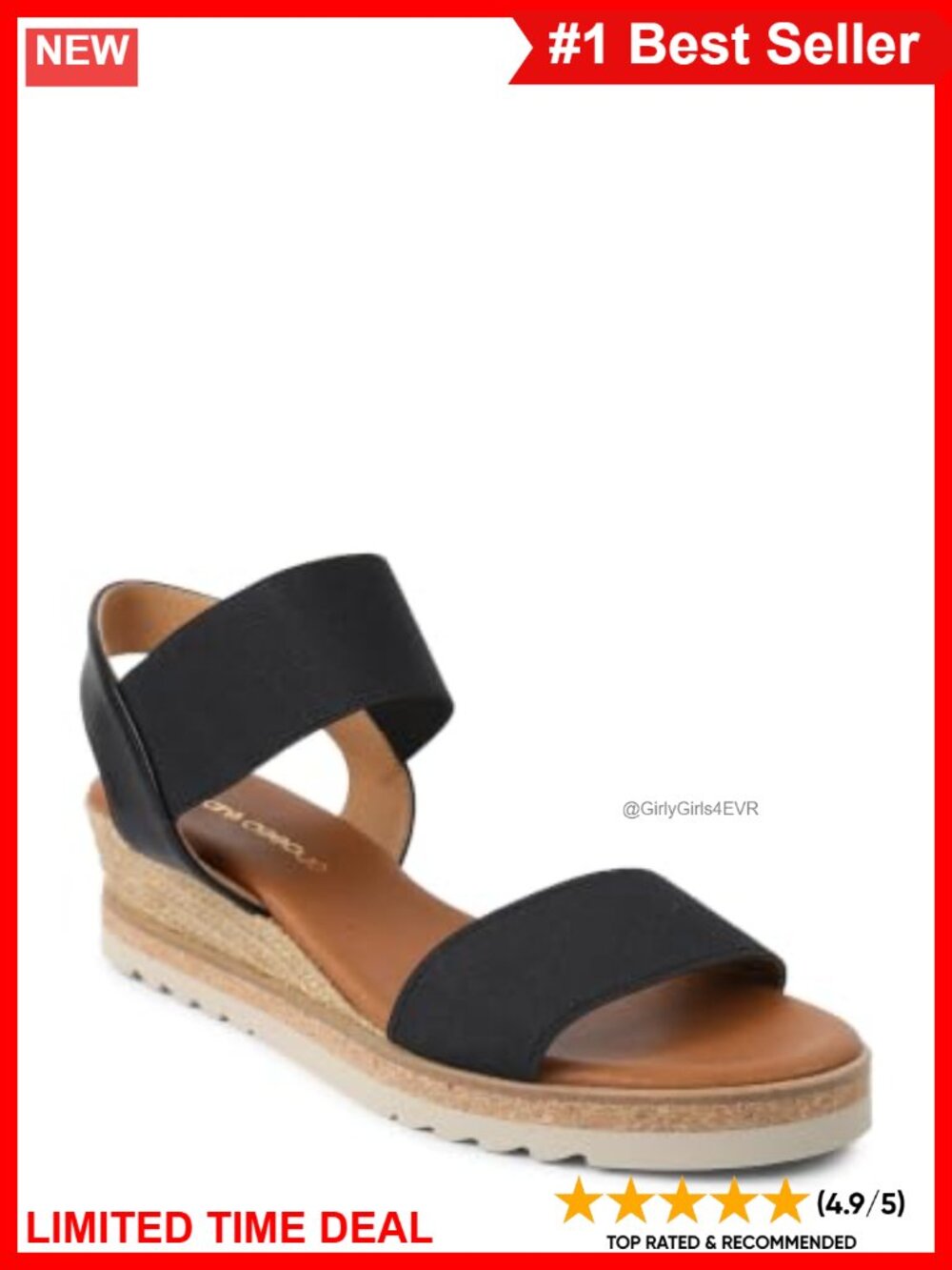 Metallic Leather Wedge Sandals Comfort Slip On Round Toe Ankle Strap Casual